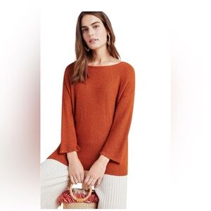 Anthropologie Mayfield Burnt Orange Linen Blend Sweater Size Small